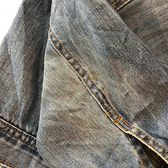 Sunset Creek Mens Vintage Denim Jacket Distressed Retro Trucker Medium Wash L - Picture 8 of 8